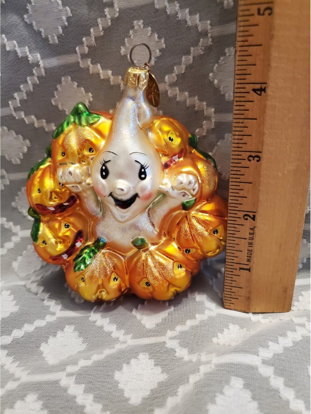 Vtg Radko Round Pumpkins With Ghost